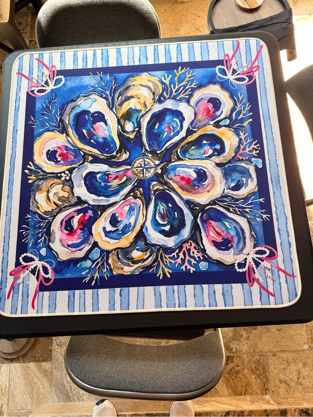 Mahjong New Coastal Pattern Mat. Stunning rich colors. Will ship rolled bag. - Picture 6 of 7